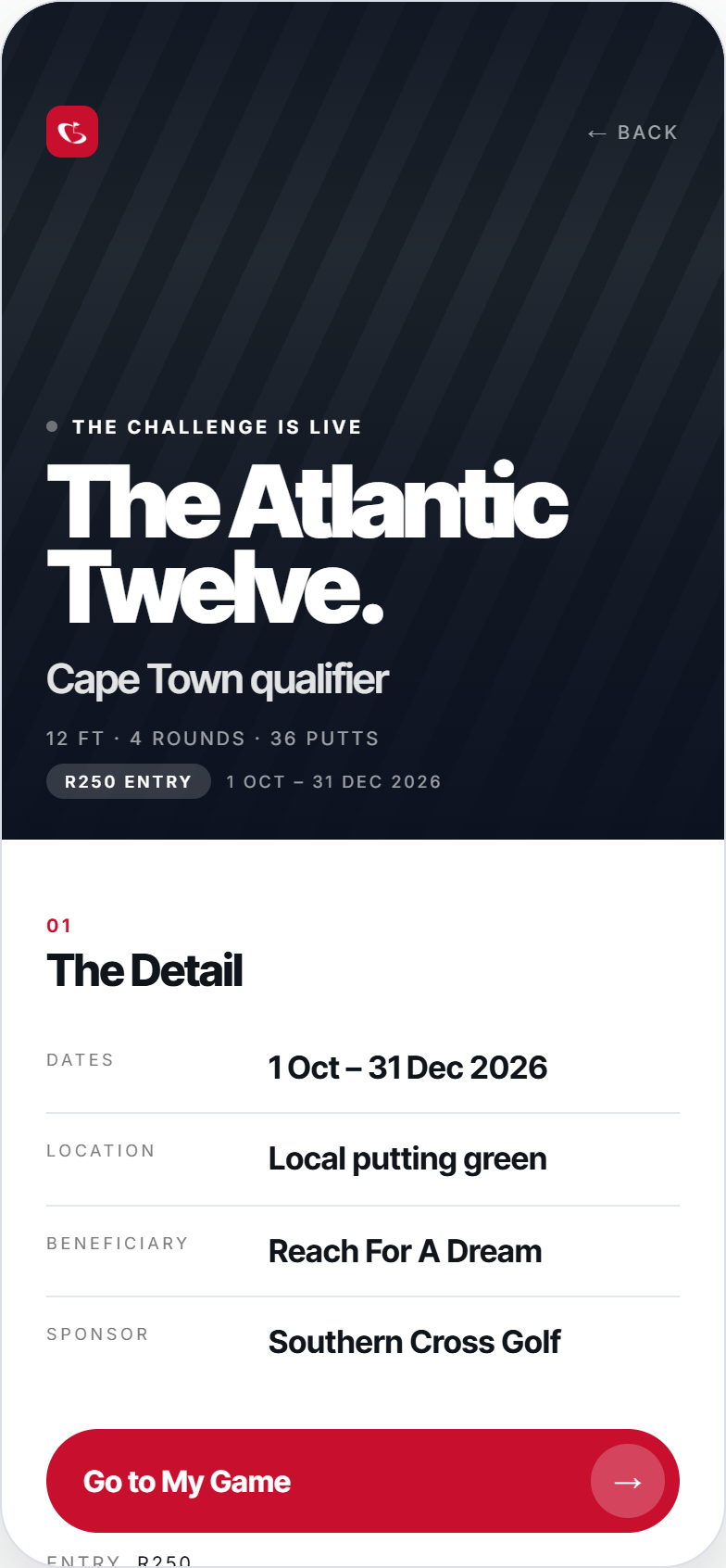 A challenge — dates, prize and entry